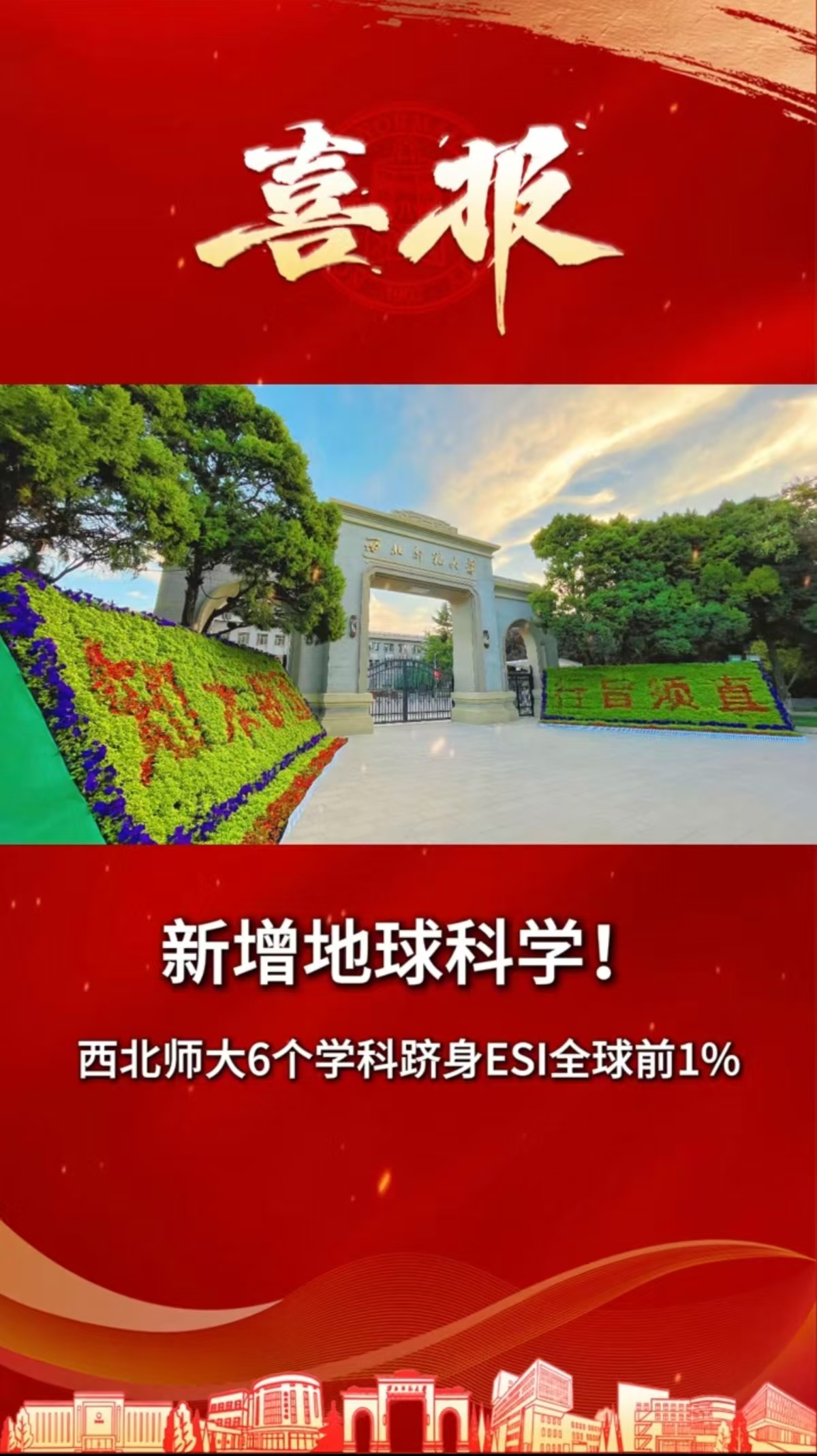 新增地球科学！西北师大6个学科跻身ESI全球前1%
